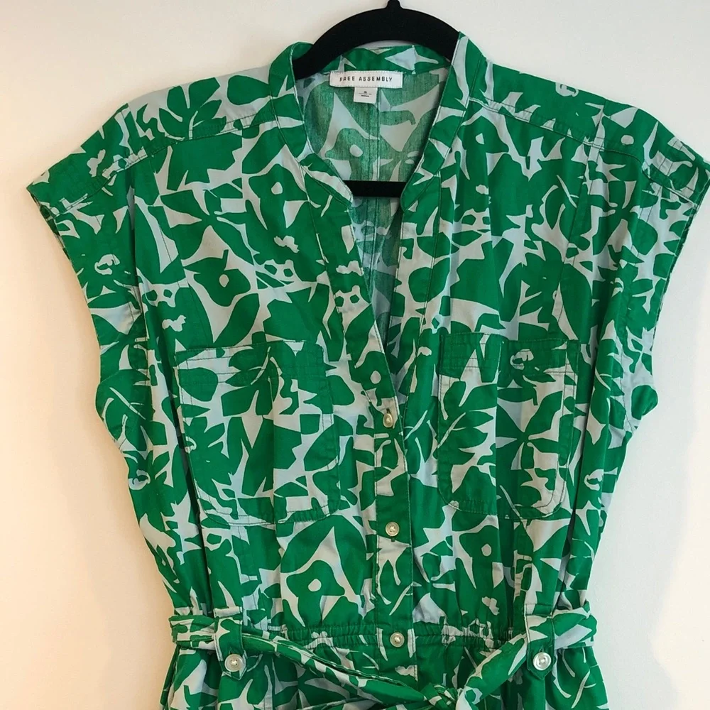 Free Assembly Women's Belted Utility Cotton Midi Shirtdress Size Small - Picture 3 of 11